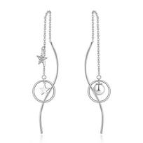 S925 Sterling Silver Star & Pearl Zirconia Drop Earrings 925 Silver
