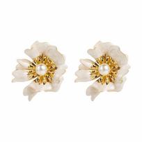 Vintage Colorful Drop Oil Large Flower Earrings for Women Ladies Exaggerated High-End Metal Drop Earrings Jewelry Accessories
