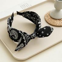 New Wide Edge Hair Bands Cashew Flowers Printing Bowknot Head Band Cotton Cross Ethnic Headband Women