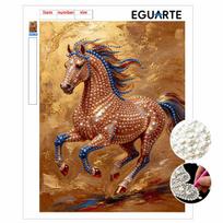DIY Pearl Bead Art Canvas Majestic Horse Pattern Frameless Creative Craft Painting Kit for Relaxing Home Wall Decoration 30x40cm