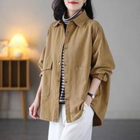 Women's Literature and Art Loose Large Size Slim Casual Baita Windbreaker Korean Version of The Autumn Long-sleeved Shirt XS