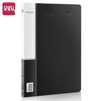 Deli 5302 A4 Strong Double Clip Folders, Black (3-Pack)