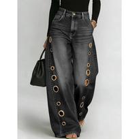 European and American cross-border new spring and summer women's high-waisted casual loose jeans S