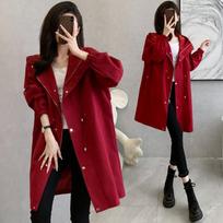 Autumn Ladies' Loose Windbreaker Coat Long Hooded Jacket S