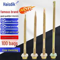 Haisidick Color Zinc Hex Head Self-Tapping Drill Screws M5.5x80mm