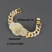 24K Gold Men's Cuban Chain Hip Hop Watch with Diamond Bracelet