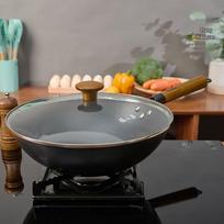 Zhang Xiaoquan Huarui Flat Bottom Carbon Steel Wok with Lid