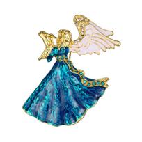 Music Angel Fairy Brooches Crystal Sterling Metal Brooch Pins For Women Girl Dress Clothing Jewelry Accessories For Best Gift