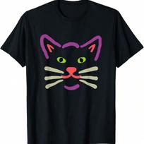 Cat Face Portrait Animal Art Drawing Graphic Cat T-Shirt S