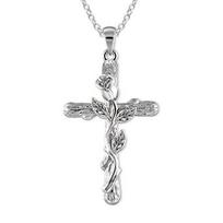 Hi Rose Flower Cross Pendant Chain Necklace Jewelry Gift for Women Jewelry Gift