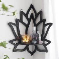 Lotus Flower kampinė lentyna prie sienos tvirtinama vitrinų saugykla, medinis laikiklis dovanoms