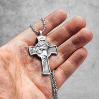 INRI Jesus Cross Religon Amulet Stainless Steel Men Women Necklaces Pendants Chain Punk Trendy Jewelry Creativity Gift Wholesale 60cm