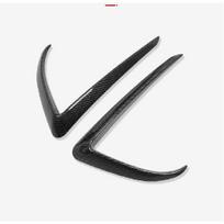 for Tesla Model Y Exterior Plastics Carbon Fiber Front Bumper Lip Corner Guard + Fog Light Surrounds Eyebrow Styling Mouldings Glossy Carbon fiber-GRAY