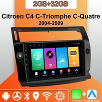 Android Carplay automobilio radijas, skirtas Citroen C4 C-Triomphe C-Quatre 2004-2009 Multimedijos grotuvas galvos blokas Stereo GPS navigacija BT WIFI 2+32GB 2+32GB juoda