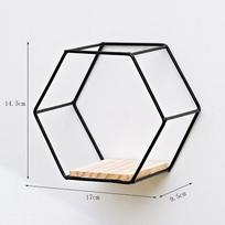 Sienoje montuojama slankioji lentyna geometrijos metalinė viela šešiakampė laikymo lentynos Svetainės dekoratyvinė sieninė lentyna
