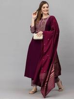 Indian Women Bollywood Kurta Pant Dupatta Set Designer Top Tunic Kurti Salwar Suit Dress S