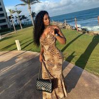 Women's Summer Print Long Skirt Fishtail Slim-fit Backless Sexy Dress S
