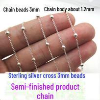 925 Silver Cross Bead Bracelet Necklace Set - Handmade Semi-Finished Accessories Large, cross-shaped, 3mm beads, semi-finished