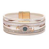 Bohemia Evil Eye Crystal Multi Layer Leather Bracelet for Women Vintage Boho Accessory