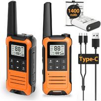 Didelio nuotolio įkraunama racija Walkie Talkie šeimai su 1400 mAh baterija, USB įkroviklis žygiams, stovyklavimui (2 pakuotė)