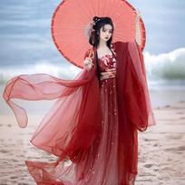 Autumn adult nine-tailed chest-length skirt, super fairy embroidered big-sleeved shirt, kako skirt, ancient style and beauty S