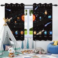 Kosminės Galaktikos Planetos Blackout Užuolaidos Naktinis Dangus Žvaigždės Vaikų Miegamojo Langų Dekoras Kambario Tamsinimas Termiškai Izoliuotos Užuolaidos 50x120cm 2pcs white