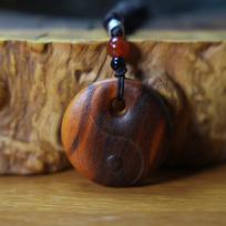 Thunderstruck Jujube and Peach Wood Tai Chi Yin Yang Amulet Pendant