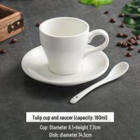 180ml Pure White Tulip Ceramic Latte Art Coffee Cup Set
