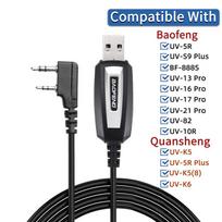USB Programming Cable with CD for Baofeng UV-5R/82/888S/UV-S9PLUS/UV-13/16/17/21 Pro & Quansheng UV-K5/5R Plus Walkie Talkie