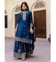 Indų Dizainerio Šventinis Salwar Kostiumas Palazzo Rinkinys Moterims Bollywood Chinon Šilko Salwar Kameez M