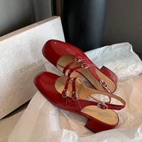Grape Mom Studiolee French Retro Square Head Light Mouth Double Breasted Back Empty Baotou Sandals Mary Jane Sandals 34