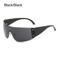 UV400 2000's Eyewear Rimless Oversized One Piece Sun Glasses Star Y2K Sunglasses Shades Goggles