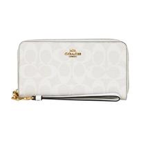 Coach Užsegamas 19 Klasikinis monogramos dengtas drobės piniginė su odine rankenėle Mažas moteriškas piniginė Glacier-White C4452-IMRFF Basic Set (Bag+Dust Bag)
