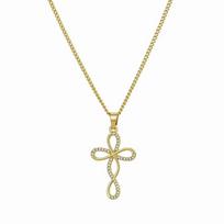18k Gold Zircon & Diamond Cross Clavicle Necklace