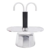 Double Tube Aluminum Mocha Pot for Sharing Coffee with a Friend Food Grade 2 Cup Stovetop Espresso Maker Coffee Kettle
