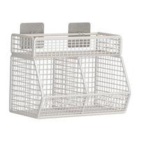 Hanging Kitchen Basket Wall Mounted Sturdy Metal Wire Organizers for Living Room Closet 3 Grids Space Saving Designs