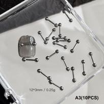 10 PCS Mixed Alloy Retro Circle Nails Art Charms 3D Punk Style Black Silver Nail Parts Nail Decoration Manicure Accessoires