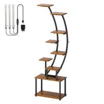 155CM Tall Plant Stand Indoor with Grow Lights, 9 Tiered Tall Plant Shelf, Metal Plant Shelf Display Rack Holder, Half-Moon Flower Rack Display Shelf, EU