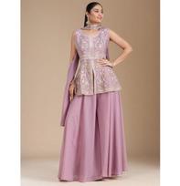 Indian Women Bollywood Heavy Star Georgette Salwar Suit Sleeveless Top Palazzo Dupatta Set Party Wear S
