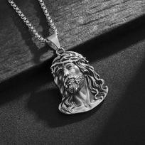 Classic High Quality Stainless Steel Jesus Head Pendant Gold Silve Color Women Man Chain Necklace Cross Waterproof Jewelry 24inch Necklace