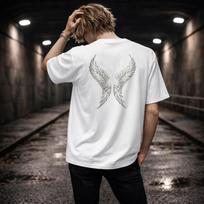 Angelų sparnų marškinėliai vyrams Balti Minimalistiniai Gatvės stiliaus Grafiniai Galinė pusė spausdinimas Medvilniniai marškinėliai 4XL