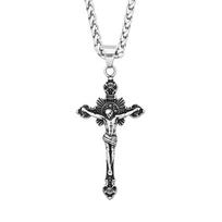 Vintage Stainless Steel Jesus Cross Pendant for Men Women Hip Hop Religion Amulet Necklace Fashion Jewelry Gifts Dropshipping 60CM