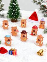 Glow 10/20Pcs In The Dark Capybara Figurines Luminous Mini Resin Christmas Decor For Fairy Garden Micro Landscape Xmas Gift