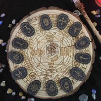 Wood Runes Stone Set Witches Rune Set 14 PCS Engraved Rune Symbol for Divination one size