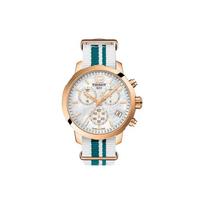 Tissot T-Sport serijos kvarcinis laikrodis 100m atsparumo vandeniui 42mm baltas ciferblatas nerūdijančio plieno korpusas drobės dirželis Vyriški laikrodžiai T095.417.37.117.01 Gold Watch Case White Dial