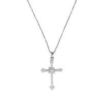 Starburst Cross Pendant Necklace, Luxury Alloy with Imitation Diamonds, Elegant Fashion Jewelry Gift for Women Valentine's Day