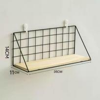 Floating Shelves Wall Mounted Wood Storage Display Shelf with Metal Wire Basket Hanging Rack for College Drom Bedroom Bathroom
