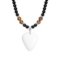 Mens Cross Pendant Necklaces,Waterproof Tiger Eye Black Beaded Necklace,Father's day Birthday Party Gift for Him 48-55cm
