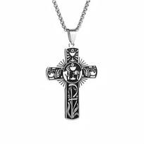 Christian Eucharist Cross Pendant Necklace Communion Holy Spirit Faith Stainless Steel Jewelry Gift for Women Men