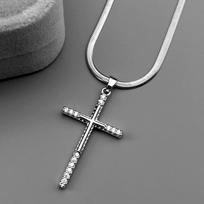 Minimalist Zircons Cross Copper Pendant Necklace for Women Men Stainless Steel Snake Chain Gold Color Christian Amulet Jewelry